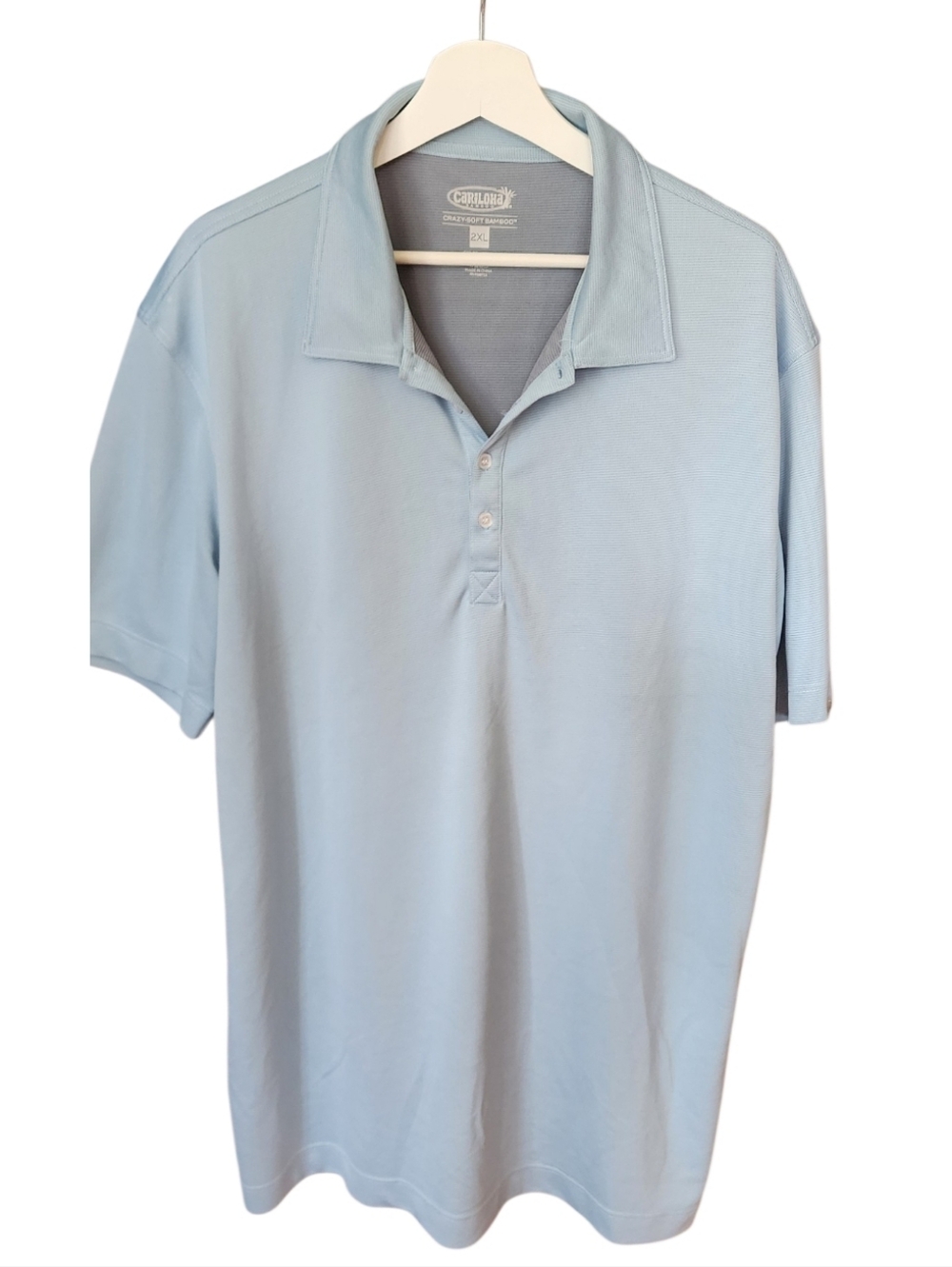 Cariloha Men's Pale Blue Bamboo Polo Shirt Sz 2X Minimalist Casual